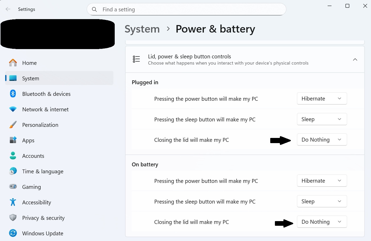 Windows Sleep Settings 2